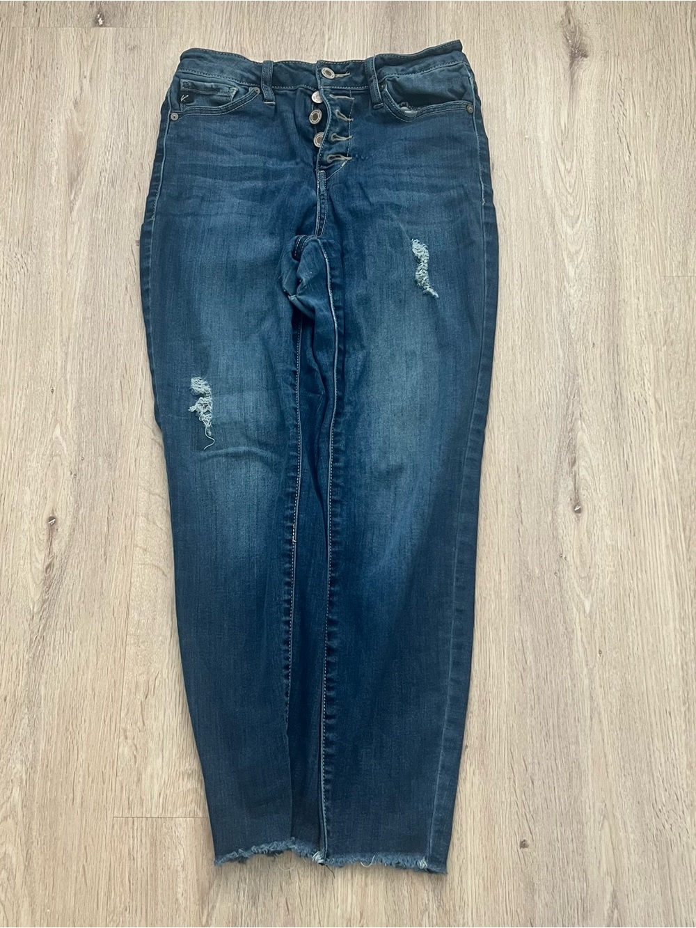KanCan Distressed Button Fly Jeans Womens Size 5/26 Blue Skinny Denim - Picture 2 of 10